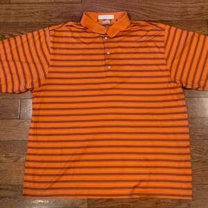 Vintage Martin Polo Shirt Orange Striped Golfing Shirt Sz XL‎